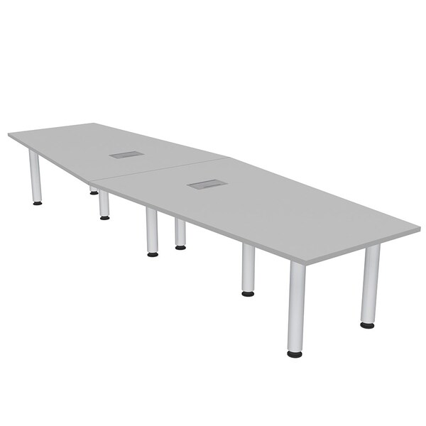 45 in W, 144 in L, 29 in H, Engineered Wood Top, Grey